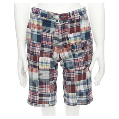 Pre-owned Engineered Garments Multicolor Cotton Checkered Patchwork Shorts 28" In Gray