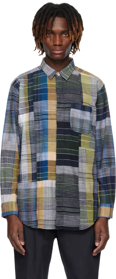 Engineered Garments Multicolor Short Collar Shirt In Es069 Navy/yellow/gr