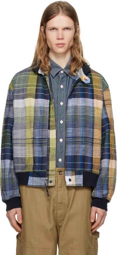 Engineered Garments Navy & Yellow Ll Bomber Jacket In Es069 Navy/yellow/gr