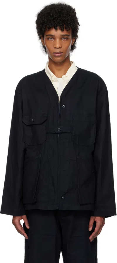 Engineered Garments Navy Cardigan Jacket In Zt217 A - Dk.navy Cl