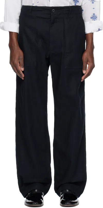 Engineered Garments Navy Fatigue Trousers In Zt217 A - Dk.navy Cl