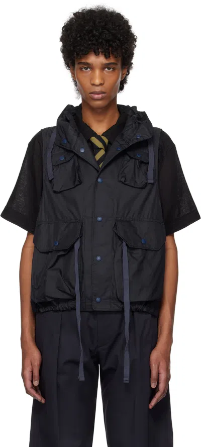 Engineered Garments Navy Field Vest In Kd002 A - Dk.navy Ny