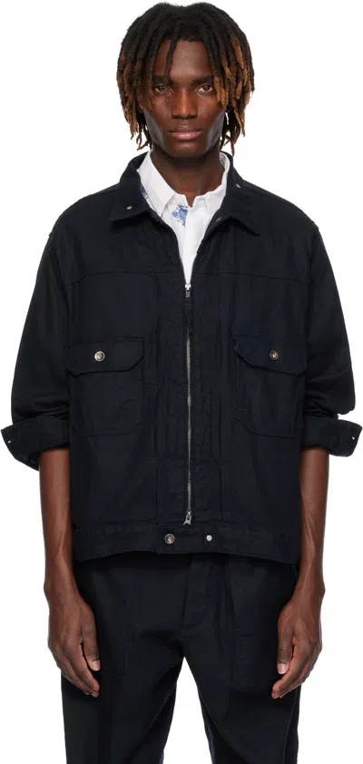 Engineered Garments Navy Trucker Jacket In Zt217 A - Dk.navy Cl