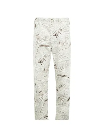 Engineered Garments Newspaper-print Jeans In White