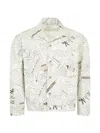 Engineered Garments Newspaper-print Type 5 Denim Jacket In White
