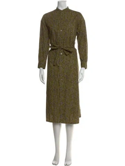 Pre-owned Engineered Garments Paisley Print Long Dress In Green