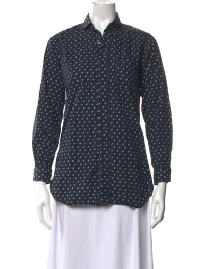 Pre-owned Engineered Garments Paisley Print Long Sleeve Button-up Top In Blue