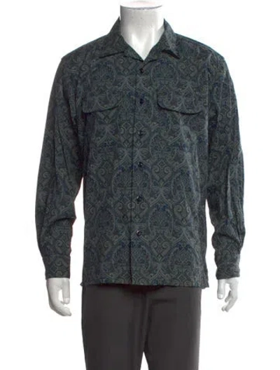 Pre-owned Engineered Garments Paisley Print Long Sleeve Shirt In Green