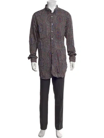 Pre-owned Engineered Garments Paisley Print Long Sleeve Shirt In Grey