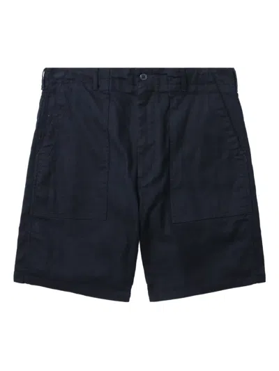 Engineered Garments Patch-pocket Cotton-linen Blend Shorts In Blue