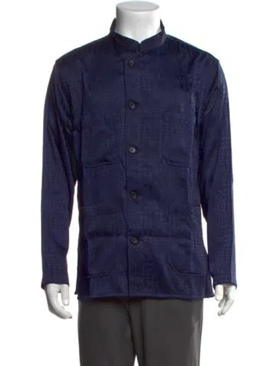Pre-owned Engineered Garments Patterned Long Sleeve Shirt In Blue