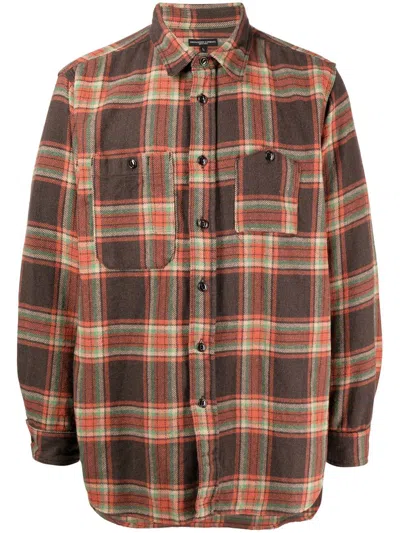 Engineered Garments Plaid-patterned Flannel Shirt In Orange