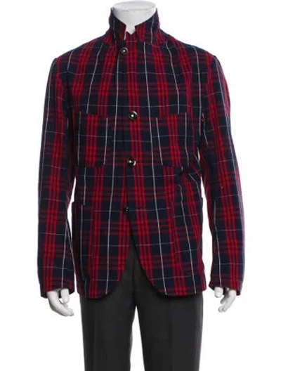 Pre-owned Engineered Garments Plaid Print Jacket In Blue