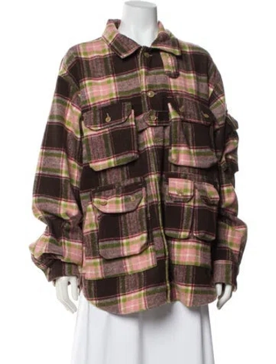 Pre-owned Engineered Garments Plaid Print Jacket In Brown