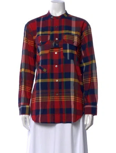 Pre-owned Engineered Garments Plaid Print Long Sleeve Button-up Top In Multi