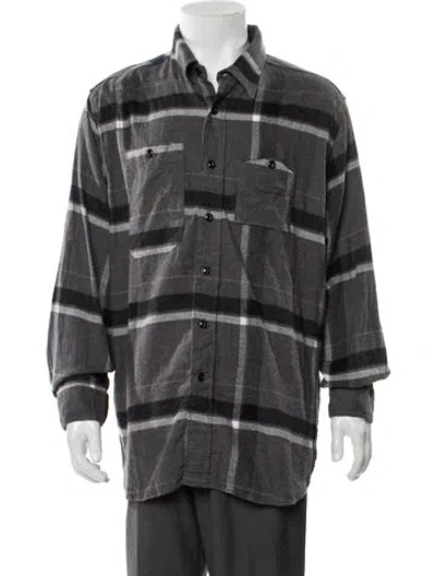 Pre-owned Engineered Garments Plaid Print Long Sleeve Shirt In Gray