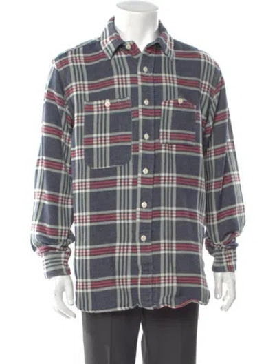 Pre-owned Engineered Garments Plaid Print Long Sleeve Shirt In Multicolor