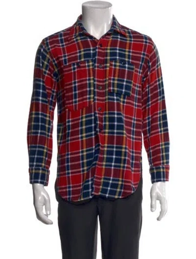 Pre-owned Engineered Garments Plaid Print Long Sleeve Shirt In Red
