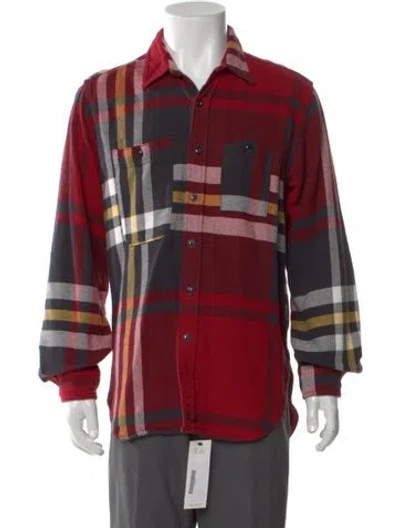 Pre-owned Engineered Garments Plaid Print Long Sleeve Shirt In Red