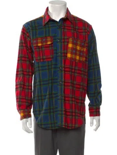 Pre-owned Engineered Garments Plaid Print Long Sleeve Shirt In Red