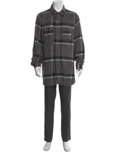 Pre-owned Engineered Garments Plaid Print Long Sleeve Shirt W/ Tags In Gray