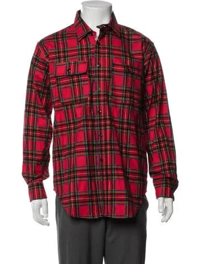 Pre-owned Engineered Garments Plaid Print Long Sleeve Shirt W/ Tags In Red