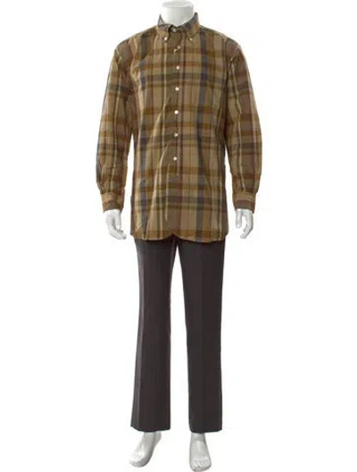 Pre-owned Engineered Garments Plaid Print Long Sleeve Shirt W/ Tags In Yellow