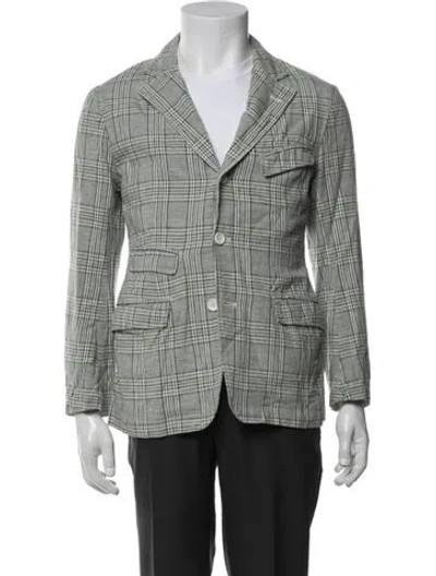 Pre-owned Engineered Garments Plaid Print Peacoat In Green