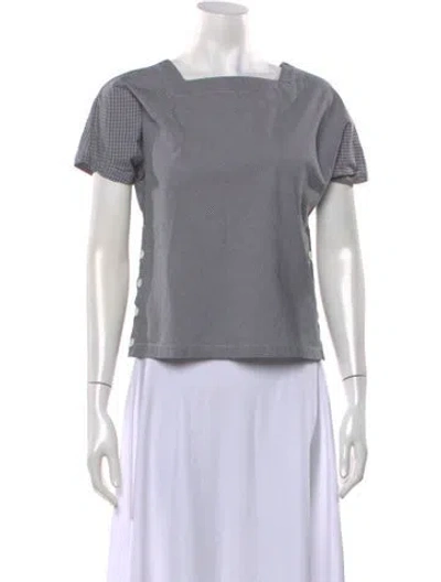 Pre-owned Engineered Garments Plaid Print Square Neckline Top In White