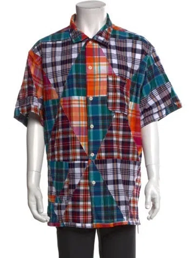 Pre-owned Engineered Garments Plaid Print Three-quarter Sleeve Shirt In Blue