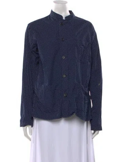 Pre-owned Engineered Garments Polka Dot Print Long Sleeve Button-up Top In Blue