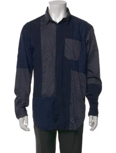 Pre-owned Engineered Garments Polka Dot Print Long Sleeve Shirt In Blue
