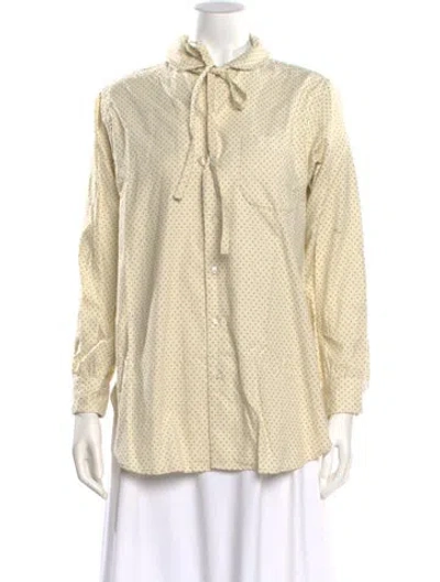 Pre-owned Engineered Garments Polka Dot Print Tie Neck Blouse W/ Tags In Neutral