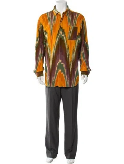 Pre-owned Engineered Garments Printed Long Sleeve Shirt In Yellow