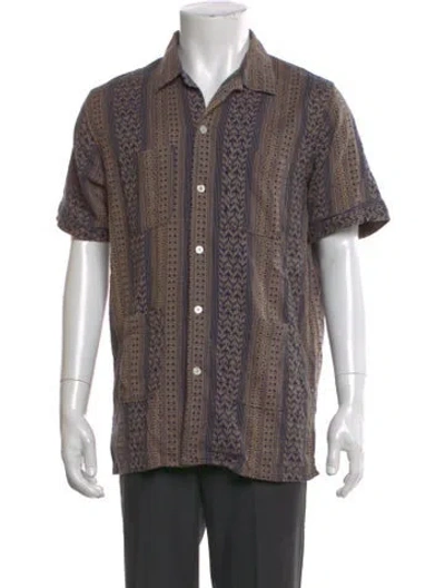 Pre-owned Engineered Garments Printed Short Sleeve Shirt In Blue