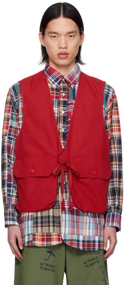 Engineered Garments Red Flap Pocket Vest In Ct116 D - Red Cotton