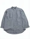 Engineered Garments Relaxed Fit Long-sleeve Shirt With Band Collar And Concealed Placket In Gray