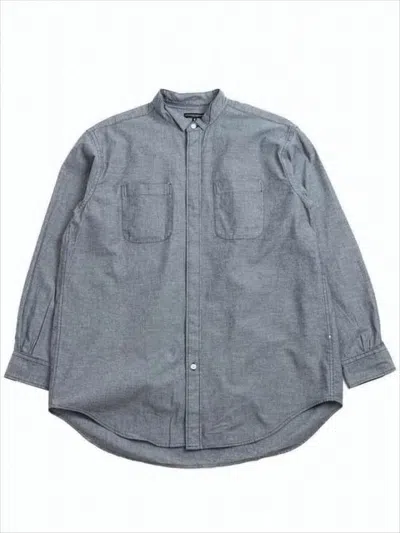 Engineered Garments Relaxed Fit Long-sleeve Shirt With Band Collar And Concealed Placket In Gray