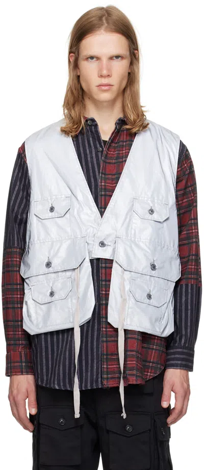 Engineered Garments Silver Fowl Vest In Lz001 Silver Poly Re