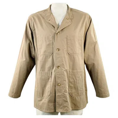 Pre-owned Engineered Garments Size L Khaki Polyester Blend Moleskin Patch Pockets Jacket In Brown