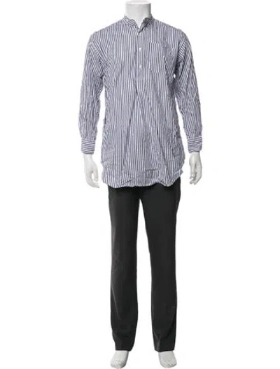 Pre-owned Engineered Garments Striped Collar Polo Shirt In Blue