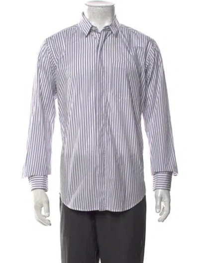 Pre-owned Engineered Garments Striped Long Sleeve Dress Shirt In White