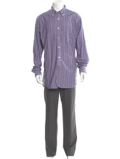 Pre-owned Engineered Garments Striped Long Sleeve Shirt In Blue