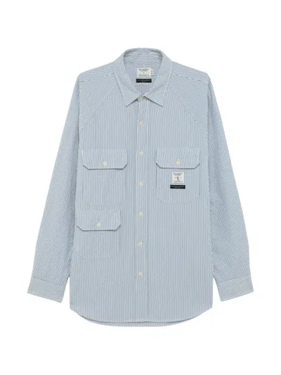 Engineered Garments Striped Seersucker-texture Shirt In White