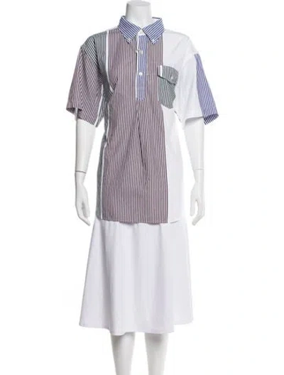 Pre-owned Engineered Garments Striped Short Sleeve Button-up Top W/ Tags In Multi