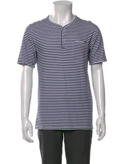 Pre-owned Engineered Garments Striped Short Sleeve Shirt In Blue