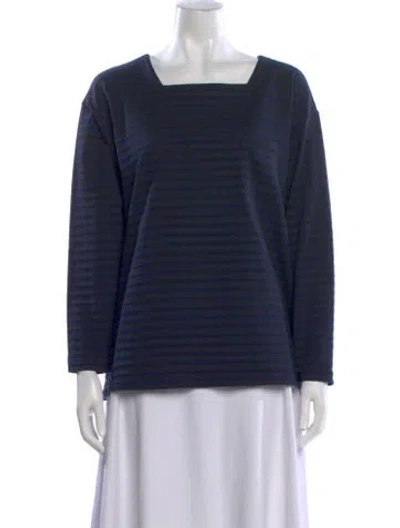 Pre-owned Engineered Garments Striped Square Neckline Top In Blue