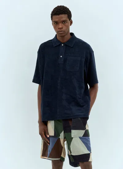Engineered Garments Terry Polo Shirt In Blue