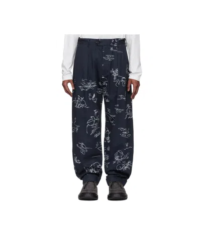 Engineered Garments Twill Casual Pants In Ct285 B - Navy Anima