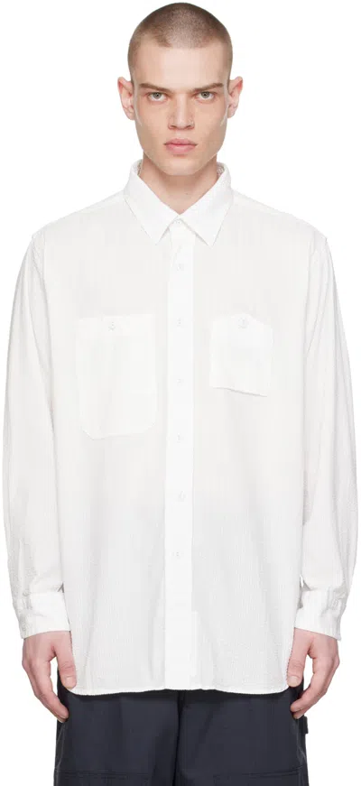 Engineered Garments White Work Shirt In Zt187 B - White Tone